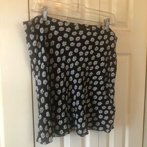Primark Black A-Line Skirt with White Daisy Print